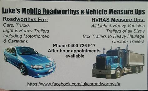 roadworthy certificate harkaway|Luke's Mobile Roadworthys & Measure Ups .